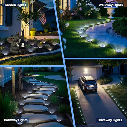SOLPEX Mini Solar Ground Lights, 12 Pack Solar Lights Outdoor Waterproof, Landscape Lighting for Garden Pathway Driveway Walkway (Cool White)
