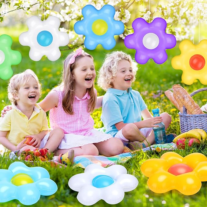 12 Pcs Spring Inflatable Hanging Flowers Colorful Inflatable Hanging Daisy Flower Ball for Spring summer Party Outdoor Decorations