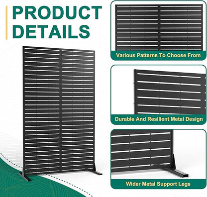72" H×44" W Metal Outdoor Privacy Screen Freestanding, Outdoor Screens for Patio Lawn Deck, Privacy Panels Decorative Fence(Consists of 5 Panels)