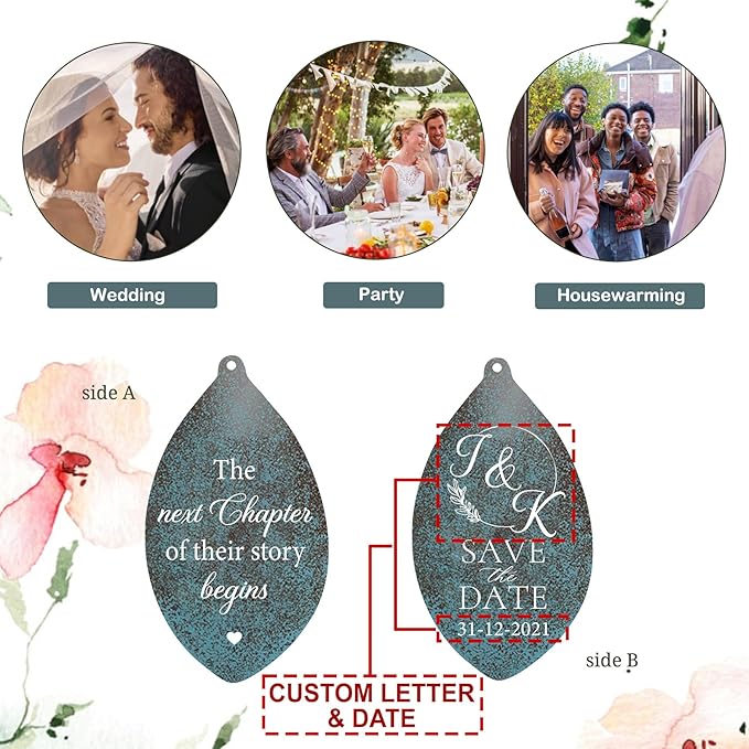 ASTARIN Wedding Gifts Wind Chime, Personalized Names & Date Wind Chimes Gifts for Couple 2024, Wedding Gift for Newlywed Bride Groom, Engagement Gift Valentine’s Day Anniversary(Produced in USA)
