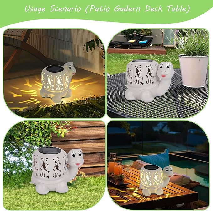 Solar Lantern Lights,Turtle & Dolphin Outdoor Lantern with LED Garden Light, Decorative Lanterns Table Lamp for Patio Yard Garden Decor Outside Clearance Gifts for Birthday Grandma