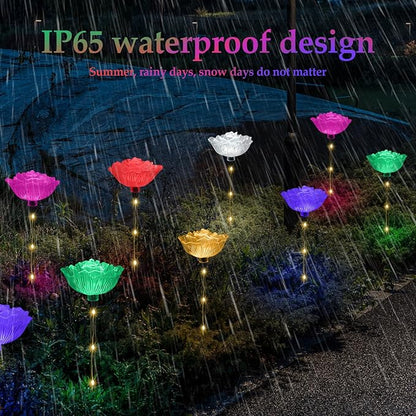 BeHiller Solar Garden Light Outdoor Waterproof,6PACKS Multicolor Bigger Rose Flowers Lights Lawn Decor,Solar Pathway Rose Lights for Garden,Mom Day,Christmas,Housewarming Gifts Decor
