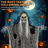 Kendane Halloween Decorations Outdoor and Indoor,3PCS Scary Hanging Ghosts,Halloween Grim Reaper Skeleton,Scary Party Decorations for Yard,Haunted House Decor