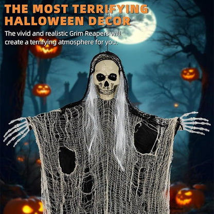 Kendane Halloween Decorations Outdoor and Indoor,3PCS Scary Hanging Ghosts,Halloween Grim Reaper Skeleton,Scary Party Decorations for Yard,Haunted House Decor