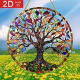 7.87 Inch Sun Catcher，Tree of Life Stained Glass Window Hanging，Acrylic Suncatchers Window Decorations for Indoor/Outdoor Garden Housewarming Gift for Mom