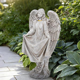 basen Angel Garden Statue Outdoor, Memorial Angel Figurine for Grave Yard Lawn, Resin Praying Angel Sculpture for Cemetery Decoration, Sympathy Gift, Spiritual Garden Decor