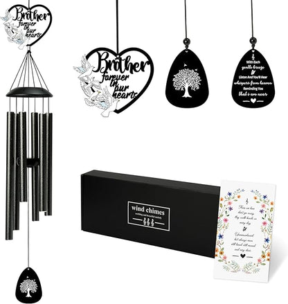BUoonyer Brother Memorial Wind Chimes - Memorial Gifts for Loss of Brother, Remembrance Sympathy Gift, Loved Ones Boy Men Commemorative Bereavement Windchimes for Outdoor Outside Patio Decor