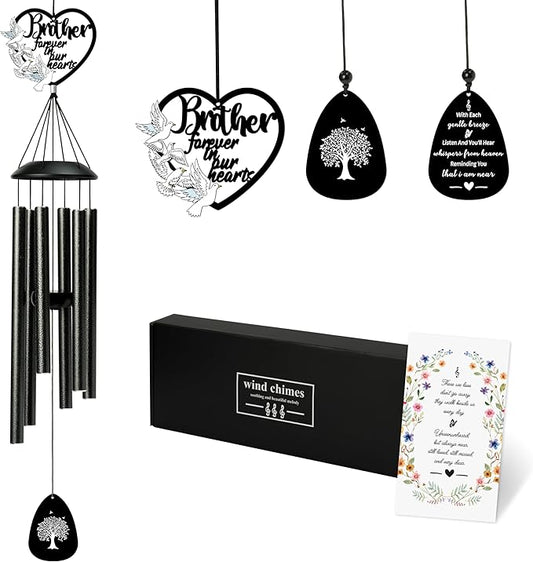BUoonyer Brother Memorial Wind Chimes - Memorial Gifts for Loss of Brother, Remembrance Sympathy Gift, Loved Ones Boy Men Commemorative Bereavement Windchimes for Outdoor Outside Patio Decor