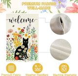 Baccessor Spring Summer Black Cat House Flag Double Sided 28x40 Inch Burlap,Floral Flowers Welcome Large Garden Flag Porch Patio Front Yard Seasonal Farmhouse Outside Outdoor Decor