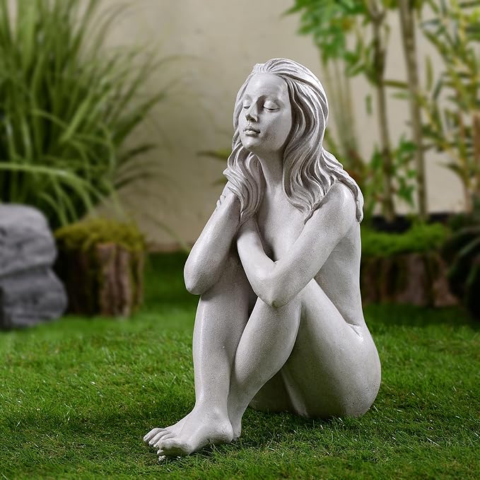Hi-Line Gift Ltd. Thinking Lady Sculpture Resin Garden Statue