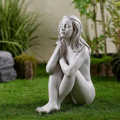 Hi-Line Gift Ltd. Thinking Lady Sculpture Resin Garden Statue