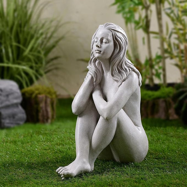 Hi-Line Gift Ltd. Thinking Lady Sculpture Resin Garden Statue