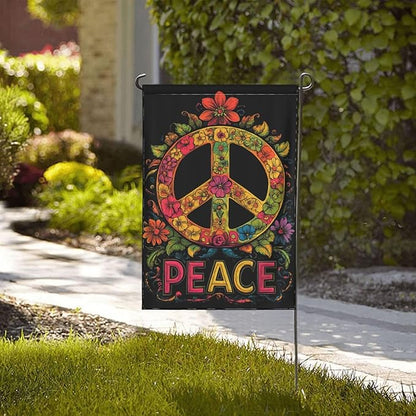 Garden Flags 12×18 Inch Peace Floral Double Sided Decorative Yard Banner Seasonal Flag for Outdoor Outside Decor