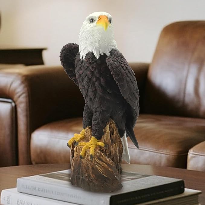 Bald Eagle Statue, Indoor Outdoor Animal Sculptures, Christmas Animal Decoration for Patio Porch Yard, Home Garden Desk Office Decor Art Figurine Ornament