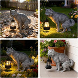 Discreet Wolf Garden Statue - The Loyal Guardian's Surprise Solar Lantern - Unique Dog Resin Figurine for Lawn Patio Yard - Funny Gag Gift for Gardeners - Birthday Gifts for Grandma Mom Women