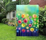 Watercolor Abstract Spring Summer Seasonal Green Floral Flowers Painting Art Garden Yard Flag 12"x 18" Double Sided Polyester Welcome House Flag Banners for Patio Lawn Outdoor Home Decor