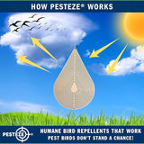 PESTEZE USA Water Droplet Wind Spinner, 4×9.25 Stainless Steel Highly Reflective Outdoor Hanging Spinner for Bird Deterrent, Garden & Yard Decor, Resistant Metal Art with 360° Wind Motion Easy Install