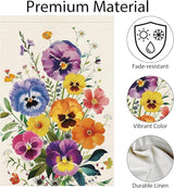 Spring Summer Pansy Flower Garden Flag 12x18 Inch Double Sided Burlap, Floral Seasonal Yard Sign Home Outdoor Decoration