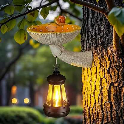 Etlemonde Solar Mushroom Garden Statue, Cute Hand-Painted Resin Decoration with Snail & Lantern, Waterproof Outdoor Ornament, Perfect Fairy Garden Decor & Unique Gift(Yellow)