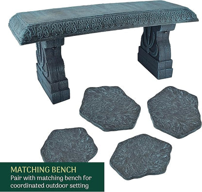 Arcadia Garden Products Set of 4, 16x17” Brushed Teal Stepping Stone Fiberclay Pavers, Outdoor Garden Natural Repeatable Pattern Pathway, Faux Stone Decorative Landscaping Walkway