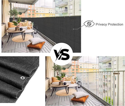 Alion Home Elegant Privacy Screen for Backyard Deck, Patio, Balcony, Fence, Pool, Porch, Railing - (3FT Height) Black (3' x 10')