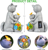 Candieslife Solar Garden Statues Loving Cat Figurine Lights for Outside, Yard Decorations Outdoor, Garden Decor Unique Mothers Day Birthday Housewarming Gifts for Mom, Women, Lover