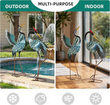 36.8" Metal Crane Garden Statue, Handcrafted Extra-Large Blue Heron Decor Sculptures with Stable U-Ground Stakes, Backyard Decoration, Metal Garden Bird Animal Yard Art, Lawn Ornament Decor