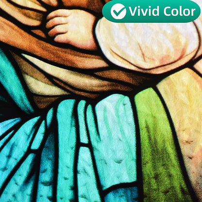 Virgin Mary and Baby Jesus Stained Glass Window Hanging, 8''/20CM Suncatchers for Windows Christian Decorative Hanging Ornaments Stained Glass for Chirstmas Suncatcher Window Panel Gift Home Decor
