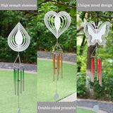 4 Packs Sublimation Wind Chime Wind Spinner Blanks Set 3D Aluminum Metal Wind Sculpture Kinetic Spinners Chimes for Yard and Garden Indoor Hanging Decoration (Mix Pattern)