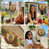 Rngmsi Virgen De Guadalupe Stained Glass Window Hanging, Christian Gifts Sun Catcher Housewarming, Decorative Suncatchers Religious Gifts for Wall Art Landscape Home Decor 8 Inch