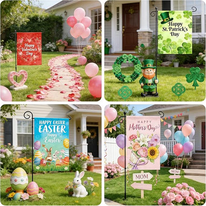 Seasonal Garden Flags Set of 12, KissDate 12 x 18 Inch Double Sided Yard Flags Garden Flags for Outside, Mothers Day 4th of July Summer Spring Garden Flag, Outdoor Banners Holiday Garden Decorations