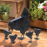 Zingz & Thingz Galvanized Metal Collection Country Farmhouse Animal Garden Sculpture, 11.25x3.75x14.5, Hen with Chicks