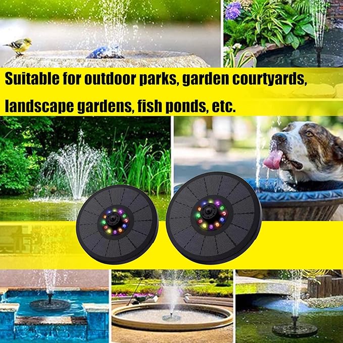 Floating Solars Bird Bath Water Fountains Light Garden Waterfalls Fountains Pond Panel Powered Water Pumps Garden Oxygenation Pumps for Pond