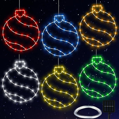 Jinei 6 Pack 16 Inch Large Christmas Window Lights Christmas LED Ball Lights Xmas Ball Window Lighted for Holiday Indoor Outdoor Wall Door Decorations, 6 Decorative Colors