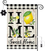 ORTIGIA Summer Lemon Garden Flag 12.5 x 18 Inch Double Sided Burlap Home Sweet Home Yellow Fruit Small Yard Flag Farmhouse Holiday Seasonal Outdoor Outside Decoration