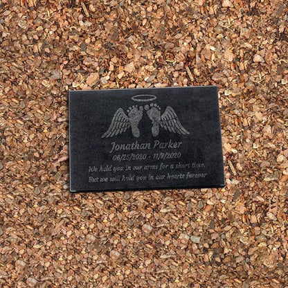PlaqueMaker Black Granite Memorial Headstone Or Garden Memorial for Lost Infant or Child - Include You Personalized Text. Can be Used as a Sympathy Gift, Garden Stone or Grave Maker (14 x 9 x 2)