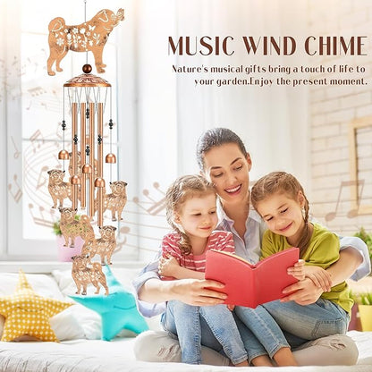 Wind Chimes for Outside - Pug Gifts for Dog Lovers Women Mom Grandma Metal Windchime Decor Garden Patio Indoor Art Hanging Ornament Waterproof Christmas New Year Decoration Birthday Gift