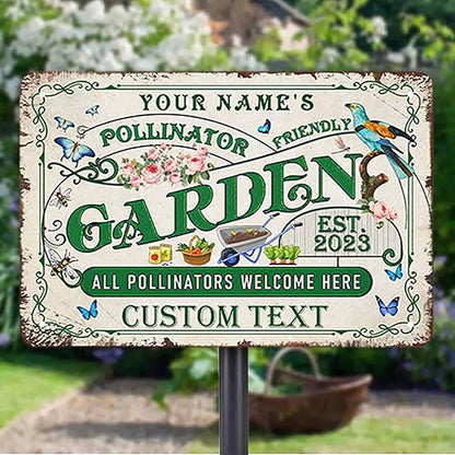 Custom Metal Signs with Name Made in USA Personalized Vintage Garden Sign Waterproof Vintage Decorative Metal Print for Wall Decor Customized Home Garden Ideas Gifts Artwork Prints for Yard Ourdoor