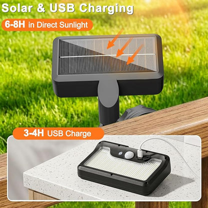 Magnetic Solar Lights Outdoor with Motion Sensor, 3CCT Solar Fence Lights Outdoor with 92 LEDs, 3 Modes, Magnetic & Adhesive Mount, IP65 Waterproof Security Lights for Wall Patio Deck(2 Pack,Black)
