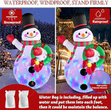 MICOCAH 8FT Christmas Inflatables Outdoor Decorations, Inflatable Snowman Holding Garland Blow Up Yard Decoration Build-in Rotating Colorful LEDs Xmas Holiday Party Indoor Lawn Christmas Eve Décor