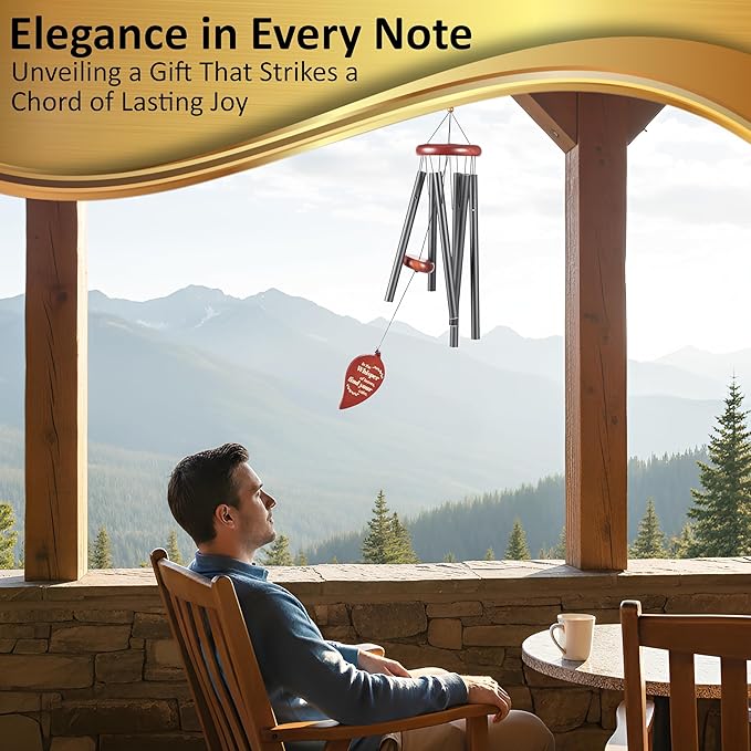 Wind Chimes for Outside – Memorial Wind Chimes 32" for Loss of Loved One with Leaf Spinner, Bereavement & Sympathy Gift, Soothing Tones, Bronze Finish