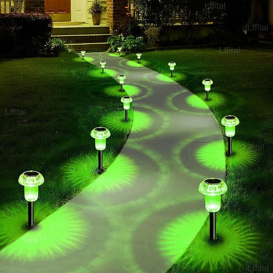 St. Patrick's Day Solar Lights Outdoor 8 Pack Green Solar Pathway Lights Outdoor Mushroom LED Waterproof Lighting Stake for Outside, Yard, Path, Garden, Lawn, Patio, Landscape Decorations