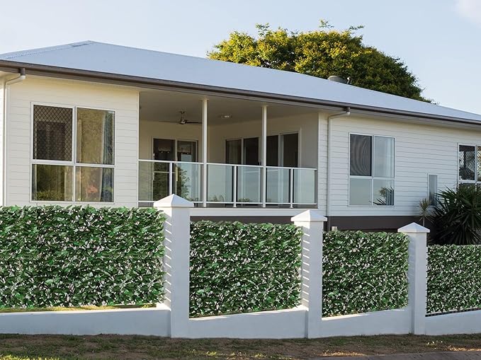 DOEWORKS Expandable Fence Privacy Screen for Balcony Patio Outdoor, 2PCS Faux Ivy Fencing Panel for Backdrop Garden Backyard Home Decorations
