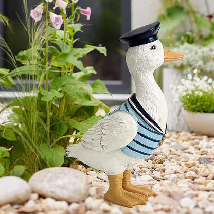 Leekung Duck Garden Decor Outdoor Porch Duck Statues Resin Sculptures Decorative Lawn Ornaments for Outside Garden Fence Patio Yard Animal Beach Nautical Decor Gardening Gifts for Women