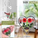 KY&BOSAM Heart Suncatcher I Love You Stained Glass Wind Chime for Windows Pressed Flower Between Heart in Glass and Metal Engraved Charm Birthday Gift for Women Mom Mother's Day Valentine's Christmas