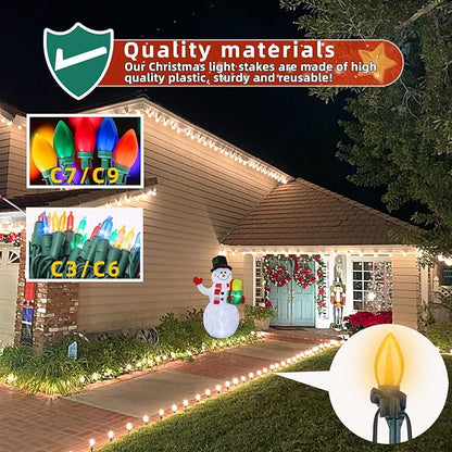 100 Pack Christmas Light Stakes 8.5"-10" for C7 and C9 String Lights,Outdoor Light Stakes,Yard Stakes,Garden,Lawn,Pathway, Patio, Path, Walkway, Christmas Decoration Black
