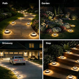 Solar Ground Lights Outdoor 12PK - IP67 Waterproof Solar Pathway Lights, Garden Lights Solar Powered, Outdoor Solar Lights for Yard, Landscape Lighting for Patio Driveway Backyard Decor(Warm White)