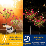Glooglitter 2 Pack Solar Stake Lights Outdoor Decor Waterproof Mums Artificial Flowers Solar Lights for Outdoor Garden Yard Pathway Decor (Rose Red,Violet)