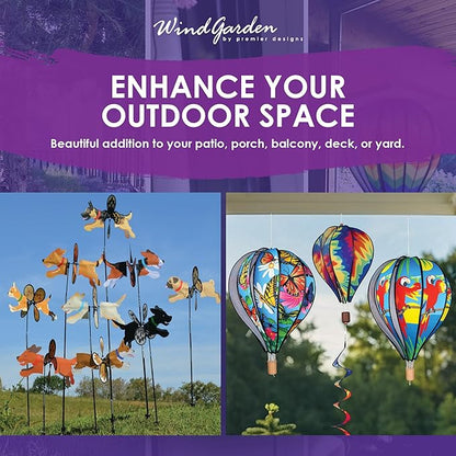 Premier Kites Petite Spinner Pug – Whimsical Wind Spinner for Yard & Garden, Durable Weather-Resistant Fabric, Easy to Assemble, Outdoor Decor for Patios, Lawns, & Fairy Lovers