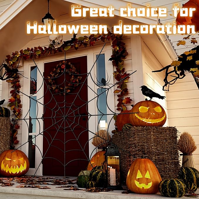 YUNAI Spider Webs Halloween Decorations Outdoor, 5ft Black Fake Spider Web, Scary Haunted House Outdoor Wall Decor for Halloween Party Hanging Decorations